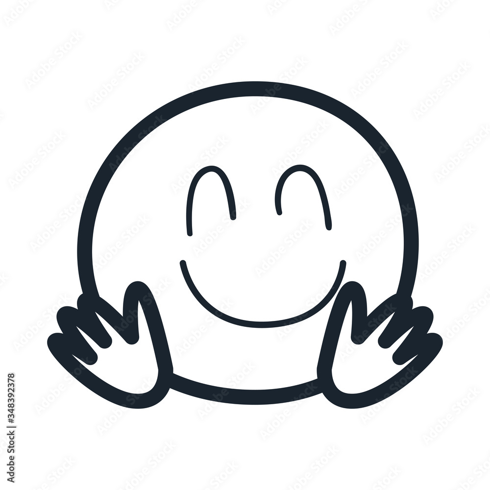 Happy emoji face line style icon vector design Happy emoji face line style icon vector design