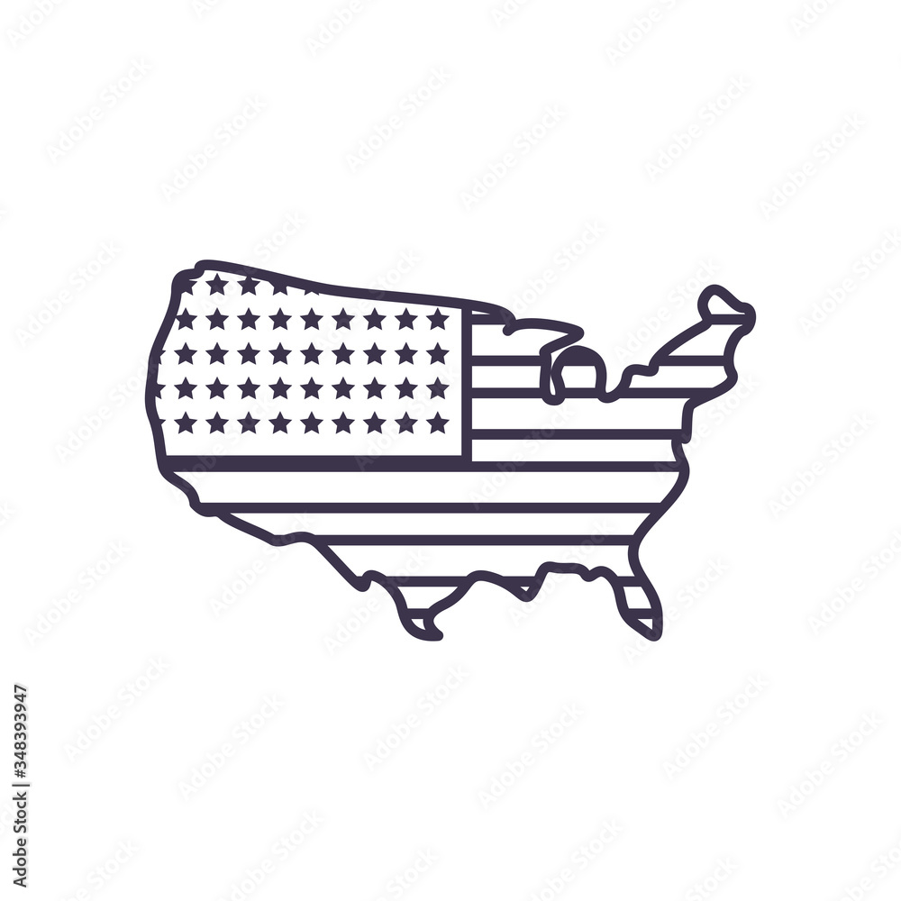 Usa flag map line style icon vector design Usa flag map line style icon vector design
