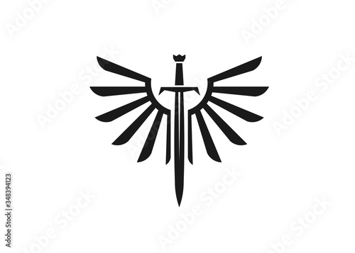 Fotografie, Obraz Sword and wings monogram color logo vector template illustration
