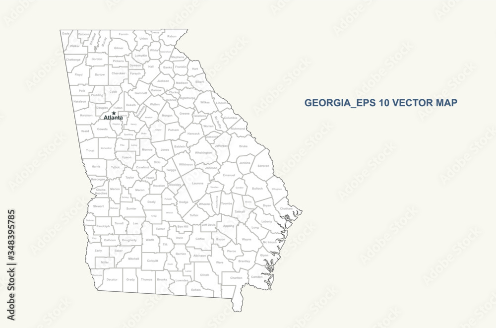 georgia map. vector map of georgia, U.S. states. 