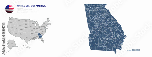 georgia map. vector map of georgia, U.S. states. 