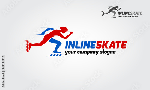 Inline skate sport logo template. The logo is very simple and clean. 