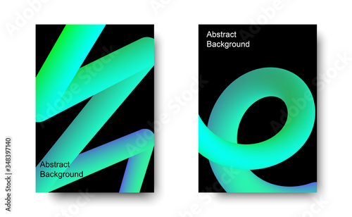 Abstract fluid green color Liquid background.  Modern and harmonies shape on the black.