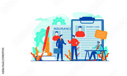 Insurance vector illustration concept agent template background isolated can be use for presentation web banner UI UX landing page