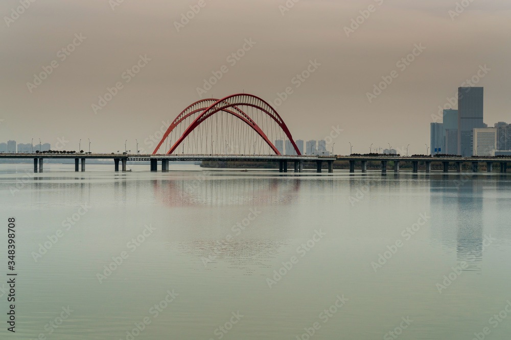 Cable stayed bridge at sunset Cable stayed bridge at sunset