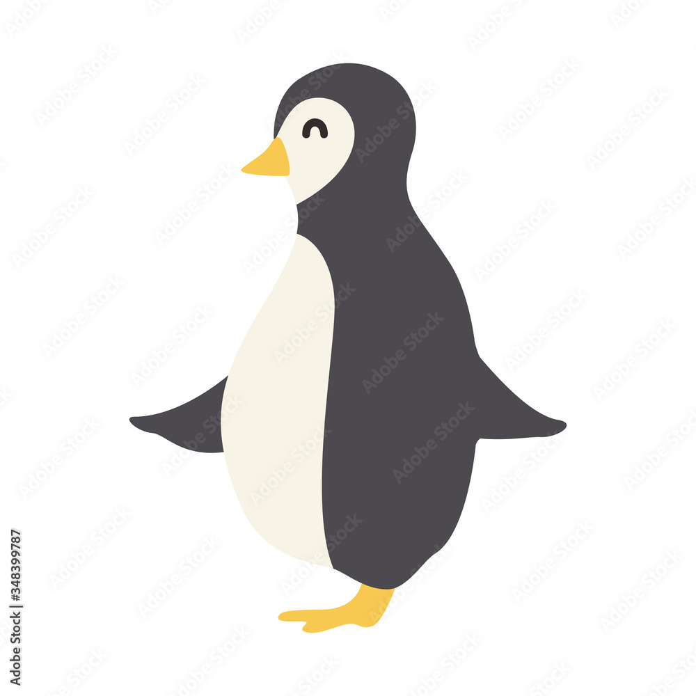 Fototapeta premium Cute Cartoon penguin, Vector illustration penguin on a white background. Drawing for children