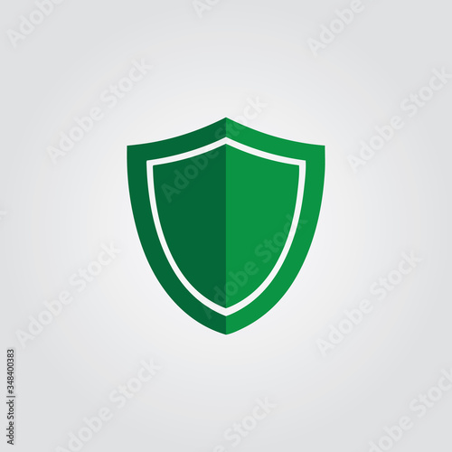 sheild logo,flat green thin line modern cutted icon isolated on white background