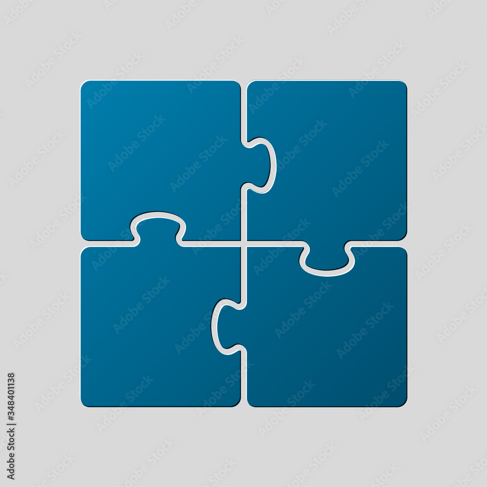Four jigsaw puzzle square diagram info graphic