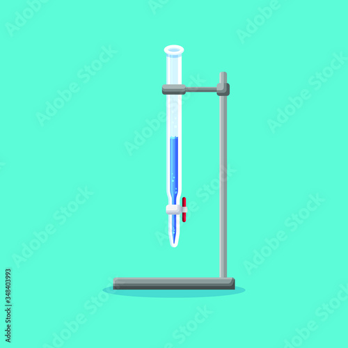 Buret Chemical Fluid. Chemistry Laboratory Equipment Logo and Icon
