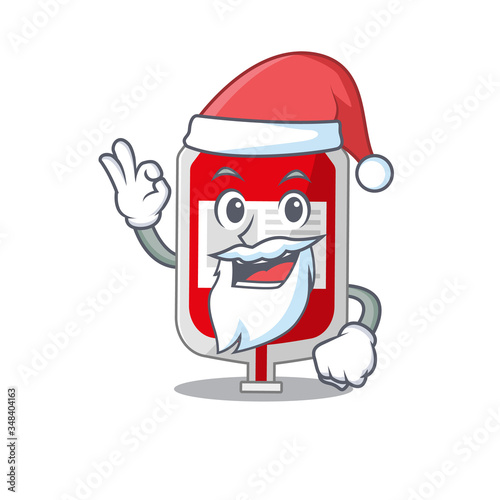 cartoon character of blood plastic bag Santa having cute ok finger © kongvector