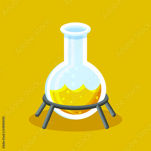 Volumetric Flask. Chemistry Laboratory Equipment Logo and Icon
