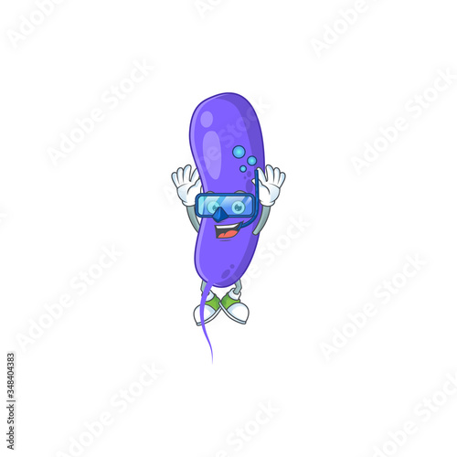cartoon drawing concept of cholerae wearing cool Diving glasses ready to swim
