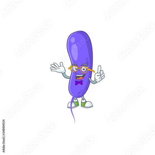 Cartoon character design of nerd cholerae with weird glasses