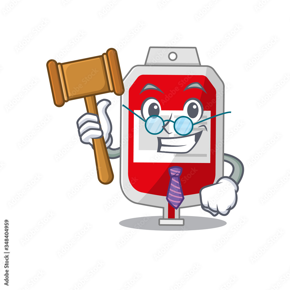 A wise judge of blood plastic bag mascot design wearing glasses A wise judge of blood plastic bag mascot design wearing glasses