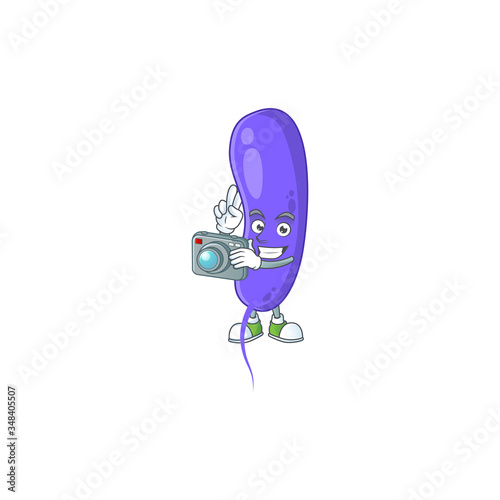 Cholerae photographer mascot design taking a picture with a camera