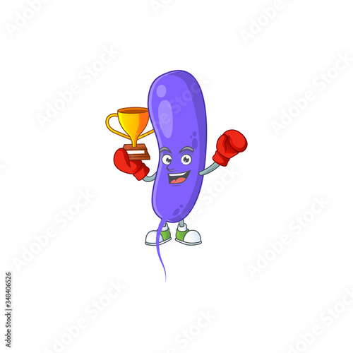 Proudly face of boxing winner cholerae cartoon character design