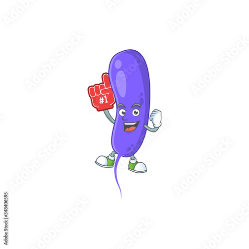 Cholerae Cartoon character design style with a red foam finger