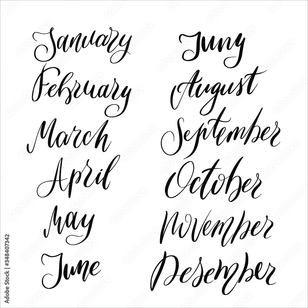 Handwritten Month Names For Calendar Plan Vector Modern Calligraphy handwritten-month-names-for-calendar-plan-vector-modern-calligraphy