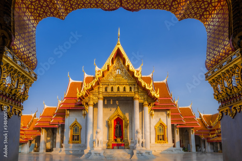 Wat Benchamabophit Dusit Wanaram Ratchaworawihan Temple, is a marble temple located in Bangkok at Thailand. Wat Benchamabophit, an important tourist destination in Thailand. Landmark in Thailand. photo