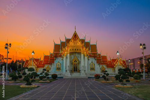 Wat Benchamabophit Dusit Wanaram Ratchaworawihan Temple, is a marble temple located in Bangkok at Thailand. Wat Benchamabophit, an important tourist destination in Thailand. Landmark in Thailand. © Pom