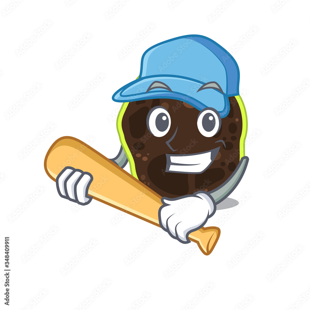 Attractive firmicutes caricature in character playing baseball