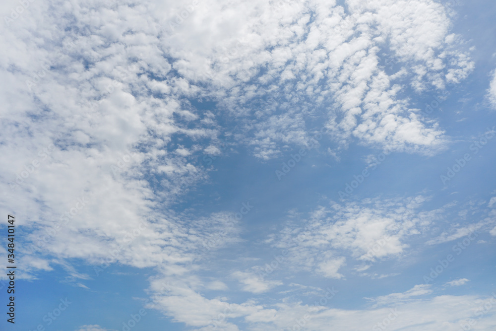 blue sky with white clouds, Altocumulus clouds on the blue sky, background, copy space for text