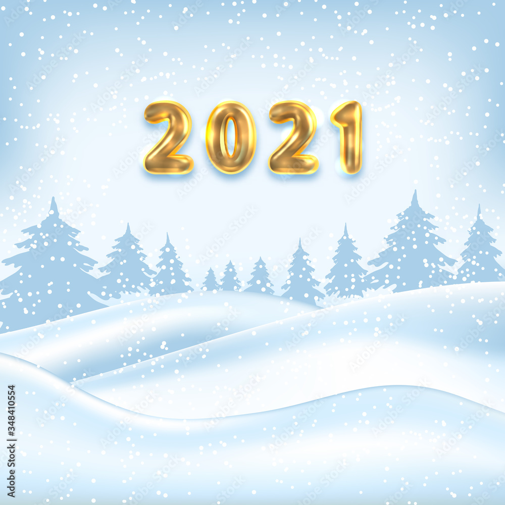 2021 New Year Poster, Winter Outdoor Background