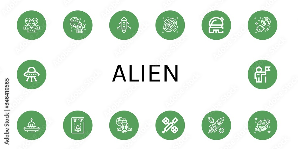 Set of alien icons Set of alien icons