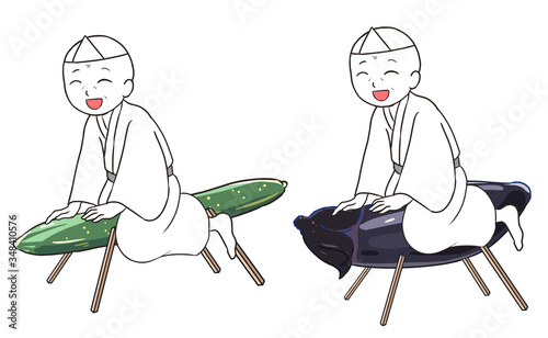 精霊馬に乗るご先祖(男性)