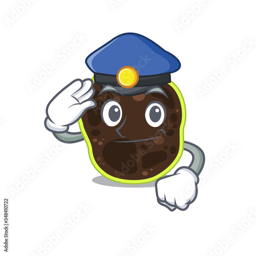 Police officer cartoon drawing of firmicutes wearing a blue hat