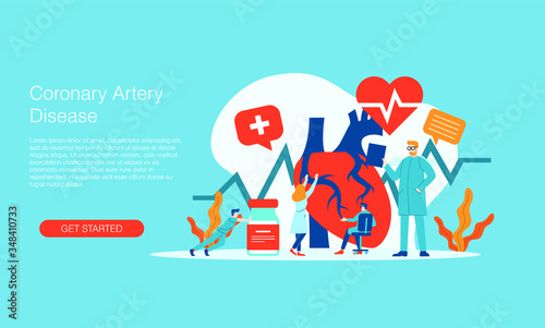 Coronary artery disease medical vector illustration concept doctor working at hospital vector template background isolated can be use for presentation web banner UI UX landing page