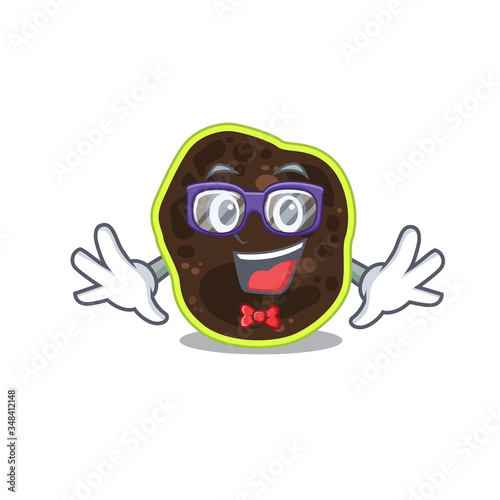 A cartoon drawing of geek firmicutes wearing weird glasses