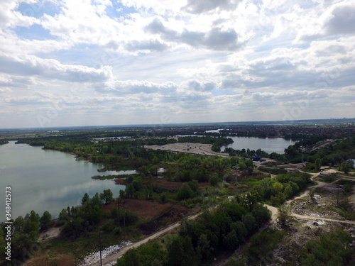 Aerial view of the saburb landscape (drone image). Near Kiev © Sergey Kamshylin