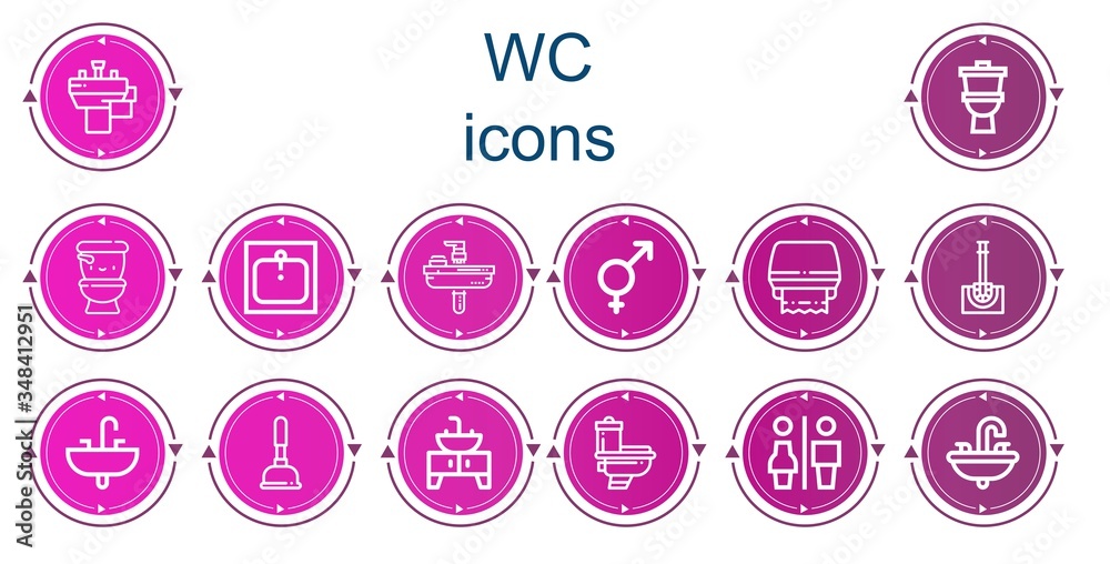 Editable 14 wc icons for web and mobile Editable 14 wc icons for web and mobile