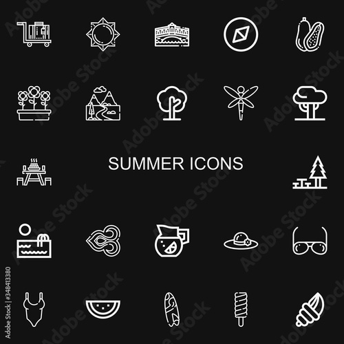 Editable 22 summer icons for web and mobile