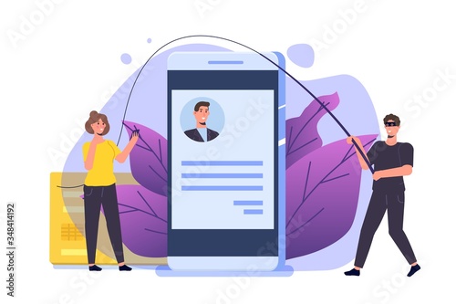 Dating scam, Online dating fraud concept. Vector illustration.