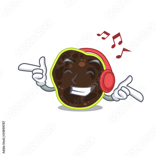 Firmicutes Cartoon design concept listening music on headphone