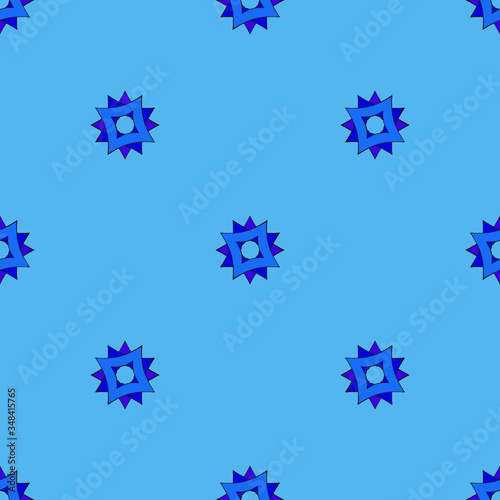 Seamless background pattern of floral element. Illustration of blue flower, textile, web, packaging.