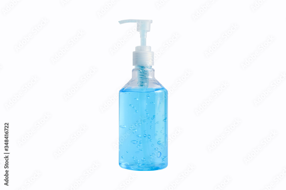 Hand sanitizer alcohol gel with a pump bottle package for hand hygiene coronavirus protection from spreading isolated on white background with clipping path. Hand sanitizer alcohol gel with a pump bottle package for hand hygiene coronavirus protection from spreading isolated on white background with clipping path.