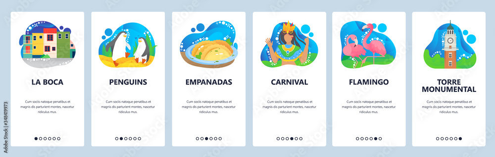 Argentina website and mobile app onboarding screens vector template Argentina website and mobile app onboarding screens vector template