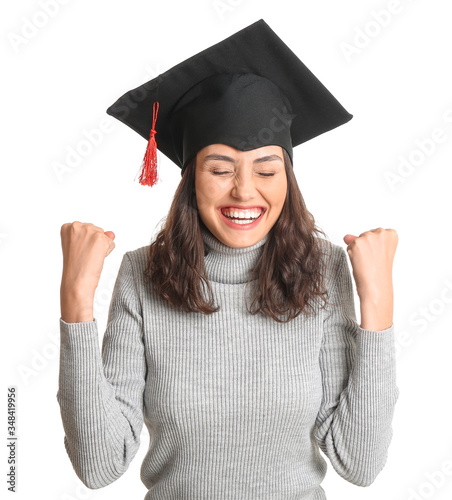 Happy female graduating stu...