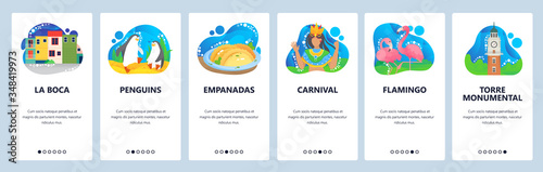 Argentina website and mobile app onboarding screens vector template