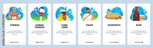 Cuba website and mobile app onboarding screens vector template