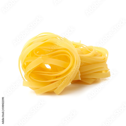 Tasty pasta isolated on white background. Spaghetti food photo