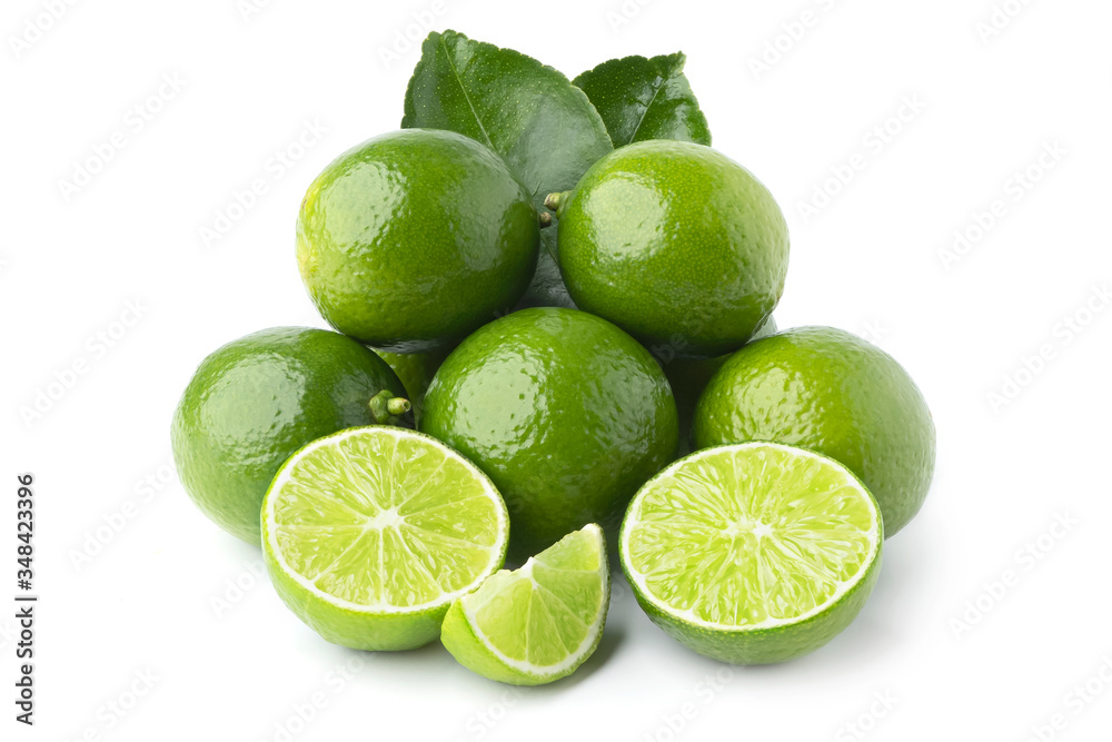 fresh lime stack isolate on white background fresh lime stack isolate on white background