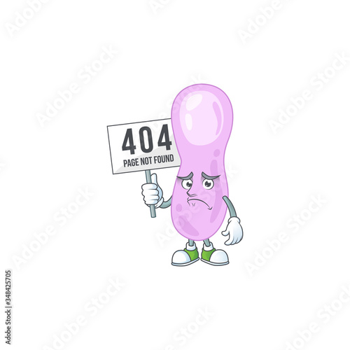 gloomy face of clostridium botulinum cartoon character with 404 boards