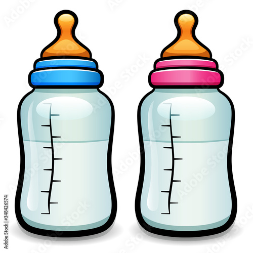 Vector cartoon baby bottle isolated