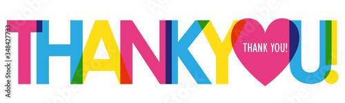 THANK YOU! colorful gradient vector typography with heart symbol