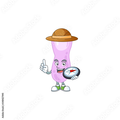 Experience explorer of clostridium botulinum cartoon character style using compass