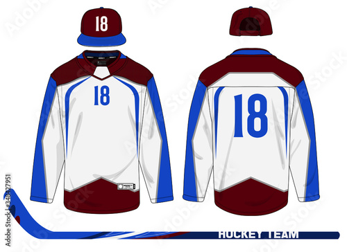 ice hockey jersey uniform template vector kit